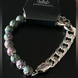 Paparazzi Silver Bracelet with Iridescent Beads